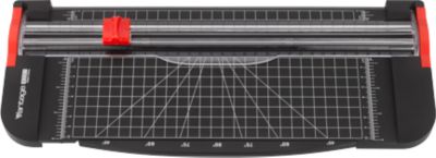 Rollenschneider Vantage 40001, bis A4, bis 8 Blatt, Schnittmaße L 300 x H 0,8 mm, Anlegelineal, Winkel- & Gitterlinien, schwarz-rot