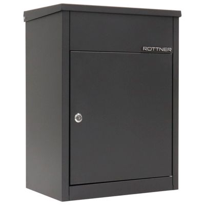 Rottner Paketbriefkasten Parcel Keeper 500, Wand-/Bodenmontage, für Pakete L 310 x B 290 x H 155 mm, Stahlblech pulverbeschichtet, schwarz