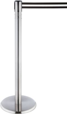 RS-GUIDESYSTEMS Gurtpfosten, Edelstahl, 360° Drehkopf, Höhe 1000 mm, Gurtbandmass L 2300 x B 50 mm, Gurtfarbe schwarz/weiss
