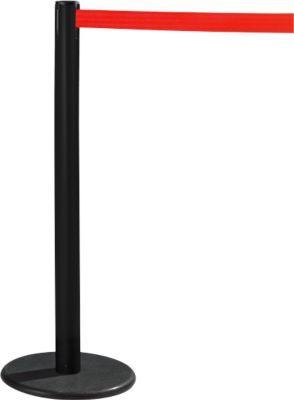 RS-GUIDESYSTEMS® Gurtpfosten GLA 28, inkl. Bodenteller Ø 330 mm & Gurtkassette 2,3 m Auszug, 1 Stück, Gurt rot