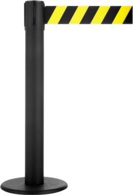 RS-GUIDESYSTEMS Gurtpfosten GLA 86, Metall, Höhe 1000 mm, Gurtbandmass L 7000 x B 100 mm, gelb/schwarz schraffiert