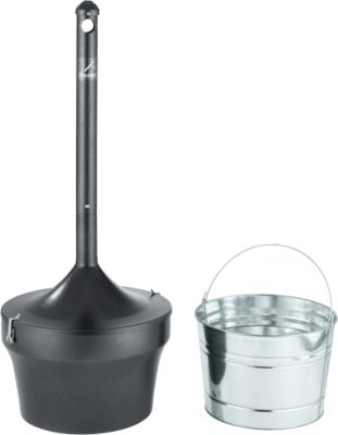 Rubbermaid Standascher Aladdin, flammverlöschend, mit verzinktem Inneneimer, Ø 406 x H 984 mm, 16 l, Stahlblech, schwarz