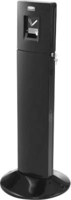 Rubbermaid Standascher Metropolitan, Aluminium, mit 6 L Inneneimer, für Aussenbereich, schwarz