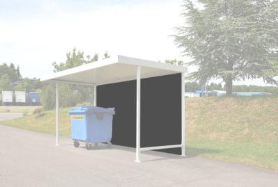 Rückwand für Überdachungssystem WSM Leipzig Grund- & Aufbaueinheit, B 4300 mm, Trapezbl., gr.w. RAL 9002