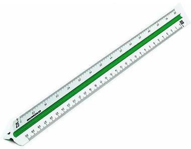 RUMOLD Dreikantmaßstab 150, Architekt, Kunststoff weiß, L 30 cm, Präzisionsteilung, Made in Germany