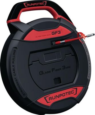 RUNPOTEC Kabeleinziehgerät GF3, Glasfaserstab Ø 3 mm, Bandlänge 20 m, Biegeradius 38 mm, ohne Meterzähler