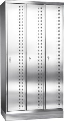 Rvs locker met fitting, cilinderslot, 3 compartimenten, B300 mm,