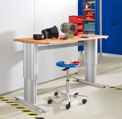 Schäfer Shop Genius Arbeitstisch, elektrisch höhenverstellbar, Synchronsteuerung, Tragkraft 400 kg, B 1500 x T 700 x H 717-1117 mm