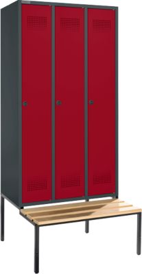 Schäfer Shop Genius Armoire à linge avec banquette, 3 compartiments, fermeture à vis, anthracite/rouge rubis