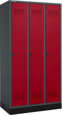 Schäfer Shop Genius Armoire à linge avec base, 3 compartiments, fermeture à vis, anthracite/rouge rubis