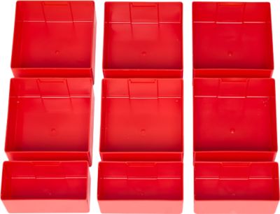 Schäfer Shop Genius Einsatzkasten-Set für FS Putzmittel- und Materialschränke, ABS-Kunststoff, rot, 9-teilig