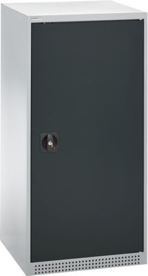 Schäfer Shop Genius Flügeltürenschrank FS, Stahl, mit Belüftungslöchern, B 545 x T 520 x H 1105 mm, 3 OH, Weißalu/Anthrazitgrau, bis 150 kg