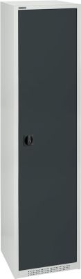 Schäfer Shop Genius Flügeltürenschrank FS, Stahl, mit Belüftungslöchern, B 545 x T 520 x H 1950 mm, 5 OH, Lichtgrau/Anthrazitgrau, bis 250 kg