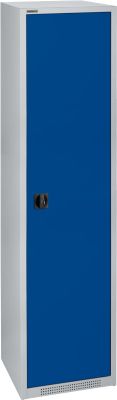Schäfer Shop Genius Flügeltürenschrank FS, Stahl, mit Belüftungslöchern, B 545 x T 620 x H 1950 mm, 5 OH, Weißalu/Enzianblau, bis 250 kg