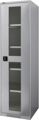 Schäfer Shop Genius Flügeltürenschrank FS, Stahl, Sichtfenster, Lüftungslöcher, B 545 x T 620 x H 1950 mm, 5 OH, Weißalu/Weißalu, bis 250 kg