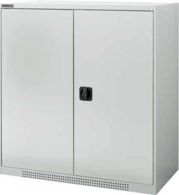 Schäfer Shop Genius Flügeltürschrank FS, Stahl, mit Belüftungslöchern, B 1055 x T 420 x H 1105 mm, 3 OH, lichtgrau/lichtgrau, bis 450 kg