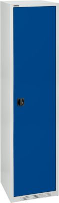 Schäfer Shop Genius Flügeltürschrank FS, Stahl, mit Belüftungslöchern, B 545 x T 420 x H 1950 mm, 5 OH, lichtgrau/enzianblau, bis 250 kg