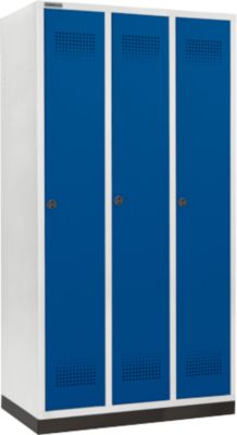 Schäfer Shop  Genius Kledinglocker met fitting, 3 compartimenten, 300 mm compartimentbreedte, veiligheidsdraaigrendelslot, gentiaanblauw