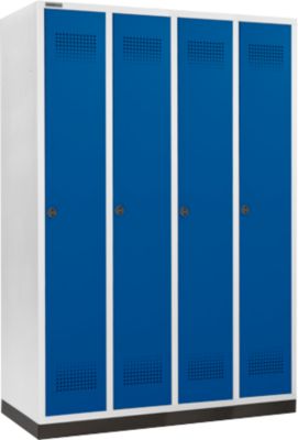 Schäfer Shop Genius Kledinglocker met fitting, 4 compartimenten, 300 mm compartimentbreedte, draaigrendelslot, gentiaanblauw