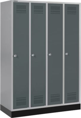 Schäfer Shop Genius Kledinglocker met fitting, 4 compartimenten, cilinderslot, blank aluminium/antraciet