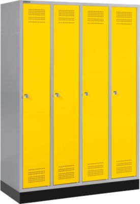 Schäfer Shop Genius Kledinglocker met fitting, 4 compartimenten, cilinderslot, blank aluminium/geel