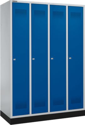 Schäfer Shop  Genius Kledinglocker met fitting, 4 compartimenten, cilinderslot, blank aluminium/gentiaanblauw