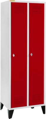 Schäfer Shop Genius Kledinglocker met poten, 2 compartimenten, 300 mm compartimentbreedte, veiligheidsdraaigrendelslot, robijnrood