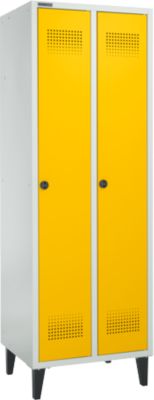 Schäfer Shop  Genius Kledinglocker met poten, 2 compartimenten, veiligheidsdraaigrendelslot, lichtgrijs/geel