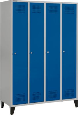 Schäfer Shop  Genius Kledinglocker met poten, 4 compartimenten, cilinderslot, blank aluminium/gentiaanblauw