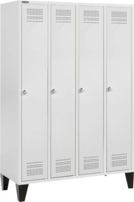 Schäfer Shop Genius Kledinglocker met poten, 4 compartimenten, draaigrendelslot, lichtgrijs/lichtgrijs