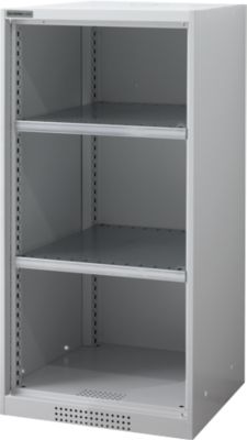 Schäfer Shop Genius Regalschrank FS, 3 OH, 2 höhenverstellbare Fachböden, bis 250 kg, B 545 x T 620 x H 1105 mm, Stahl, weißaluminium RAL 9006