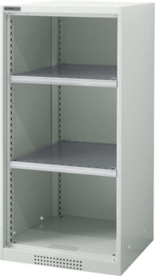 Schäfer Shop Genius Regalschrank FS, Stahl, mit Belüftungslöchern, B 545 x T 520 x H 1105 mm, 3 OH, Lichtgrau, bis 150 kg