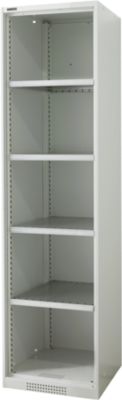 Schäfer Shop Genius Regalschrank FS, Stahl, mit Belüftungslöchern, B 545 x T 520 x H 1950 mm, 5 OH, Lichtgrau, bis 250 kg 