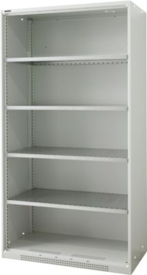 Schäfer Shop Genius Schwerlastregal-Schrank FS, Stahlblech, B 1055 x T 520 x H 1950 mm, 5 OH, Lichtgrau, bis 1000 kg