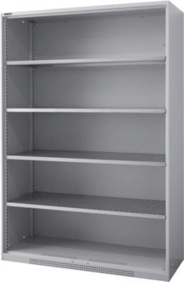 Schäfer Shop Genius Schwerlastregal-Schrank FS, Stahlblech, B 1055 x T 620 x H 1950 mm, 5 OH, weißaluminium, bis 1000 kg