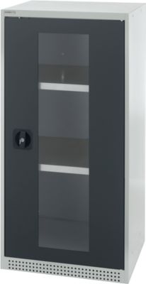 Schäfer Shop Genius Sichttürschrank FS, 3 OH, abschließbar, 2 Fachböden, bis 250 kg, B 545 mm, Stahl, lichtgrau RAL 7035/anthrazitgrau RAL 7016