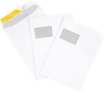 Schäfer Shop Genius Versandtaschen, DIN C4, mit Fenster, haftklebend, 120 g/m², 100 Stück, offset-weiß