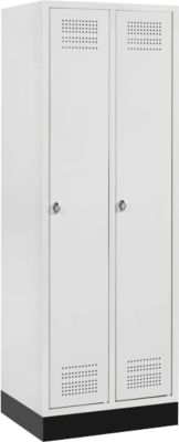 Schäfer Shop Genius Vestiaire sur socle, 2 compartiments, serrure de sécurité à came batteuse, gris clair/gris clair