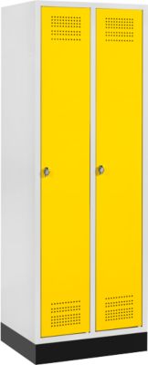 Schäfer Shop Genius Vestiaire sur socle, 2 compartiments, serrure de sécurité à came batteuse, gris clair/jaune