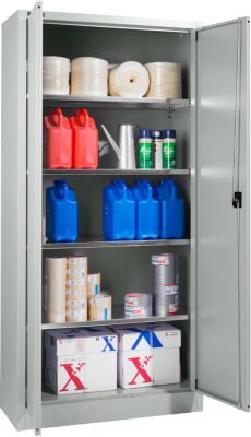 Schäfer Shop Pure Materialschrank, abschließbar, 4 Böden, B 800 x T 400 x H 1935 mm, Stahl, lichtgrau