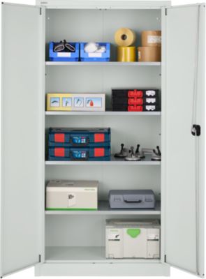 Schäfer Shop Pure Stahlschrank, abschließbar, 4 verzinkte Böden, B 950 x T 400 x H 1935 mm, lichtgrau RAL 7035/lichtgrau RAL 7035