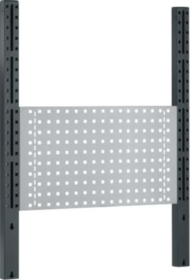 Schäfer Shop Pure Tischaufbau für Arbeitstische AST31, 2 x Aufbausäulen, 1 x Lochwand, B 750 x H 1035 mm, Stahl, anthrazitgrau/weißaluminium