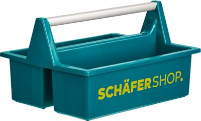 Schäfer Shop Pure Tragekasten Carry, 8 l, bis 4,5 kg, 2 Fächer mit Lineal, Bügelgriff, L 395 x B 290 x H 215 mm, Polypropylen, petrol