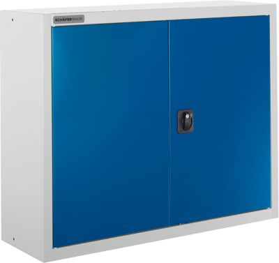 Schäfer Shop Select Aufsatzschrank MS 8408i, B 800 x T 400 x H 800 mm, 1 Boden, Stahl, weissaluminium RAL 9006/enzianblau RAL 5010