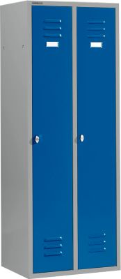 Schäfer Shop Select Casier de vestiaires à 2 compartiments, serrure à came batteuse, argent clair/bleu gentiane