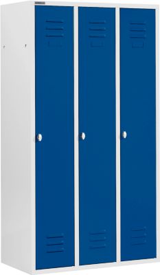 Schäfer Shop Select Casier de vestiaires à 3 compartiments, serrure à came batteuse, gris clair/bleu gentiane