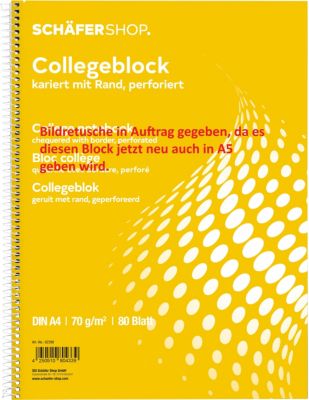 Schäfer Shop Select Collegeblock, DIN A5, 80 Blatt, doppelte Spiralbindung, 5 Stück, weiß