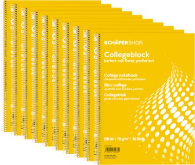 Schäfer Shop Select Collegeblöcke, DIN A4, 80 Blatt, kariert, 10 Stück