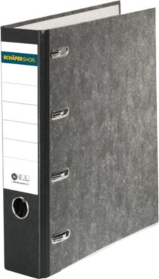 Schäfer Shop Select Doppelordner, DIN A5, Rückenbreite 80 mm, Qualitäts-Hebelmechanik, Rückenschild & Griffloch, Blauer Engel, schwarz