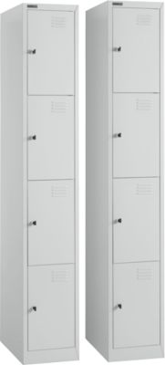 Schäfer Shop Select garderobekastenset, 2-delig, 2 x 4 vakken, 4-deurs, B 300 x D 457 x H 1800 mm, dun plaatstaal, cilinderslot